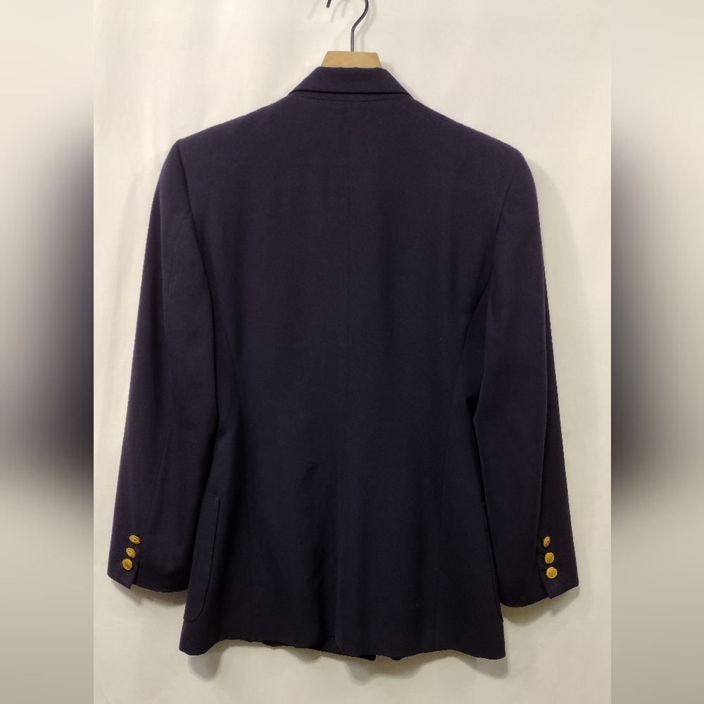 Mark Shable 100% Wool Double-Breasted Blazer Women's 8 Blue Office Career Preppy - Picture 5 of 8